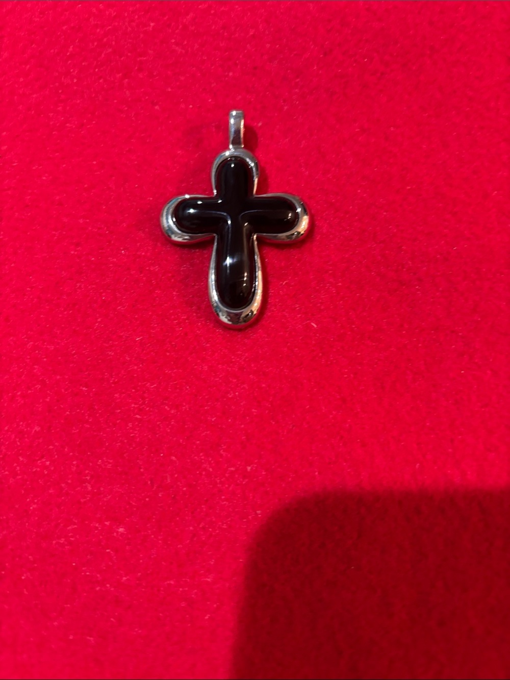 Black Cross Pendant Silver Trim